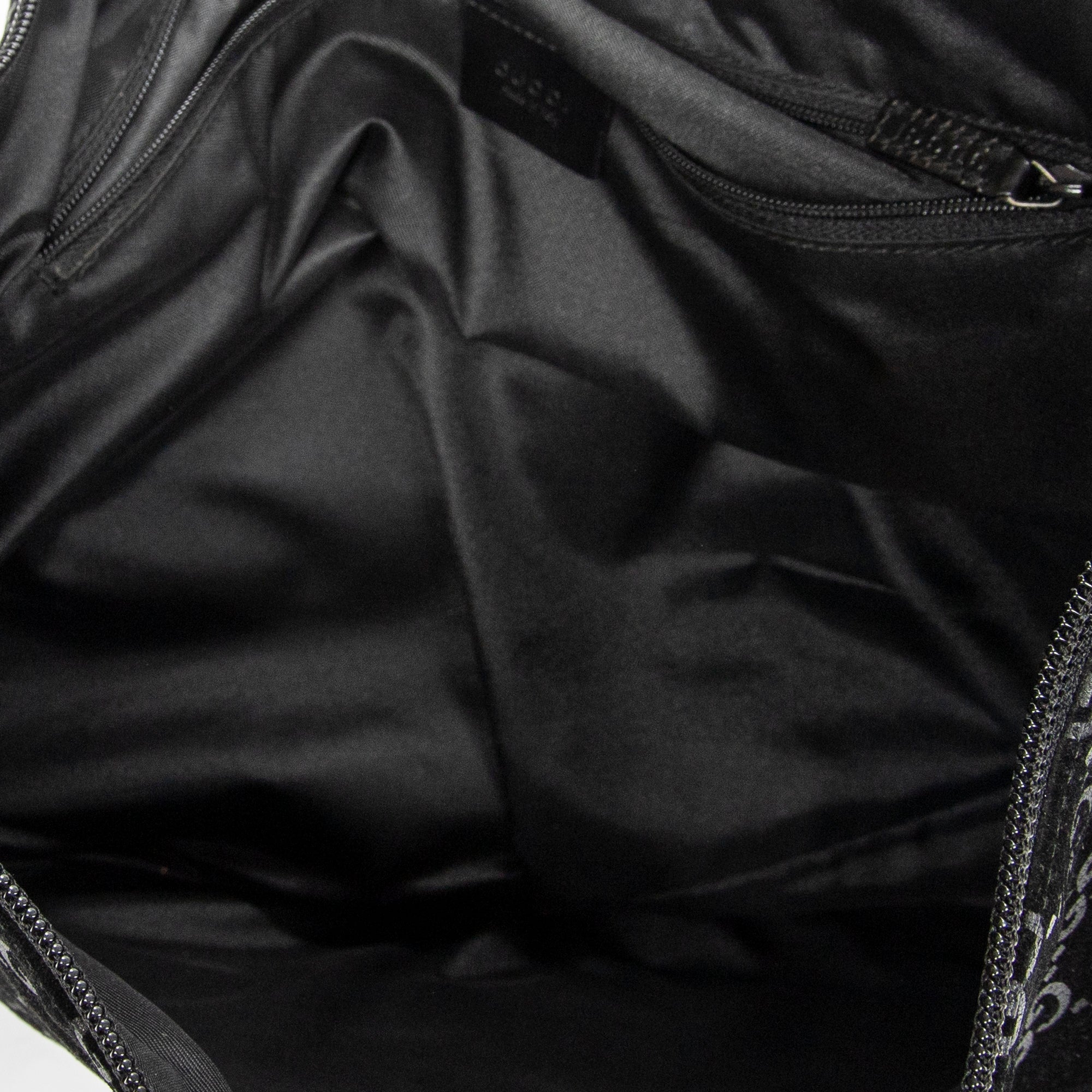 Shoulder Bag Halfmoon Hobo Black Monogrammed Suede Leather