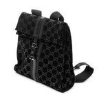 Backpack Small Jackie Backpack Black Monogrammed Suede Leather