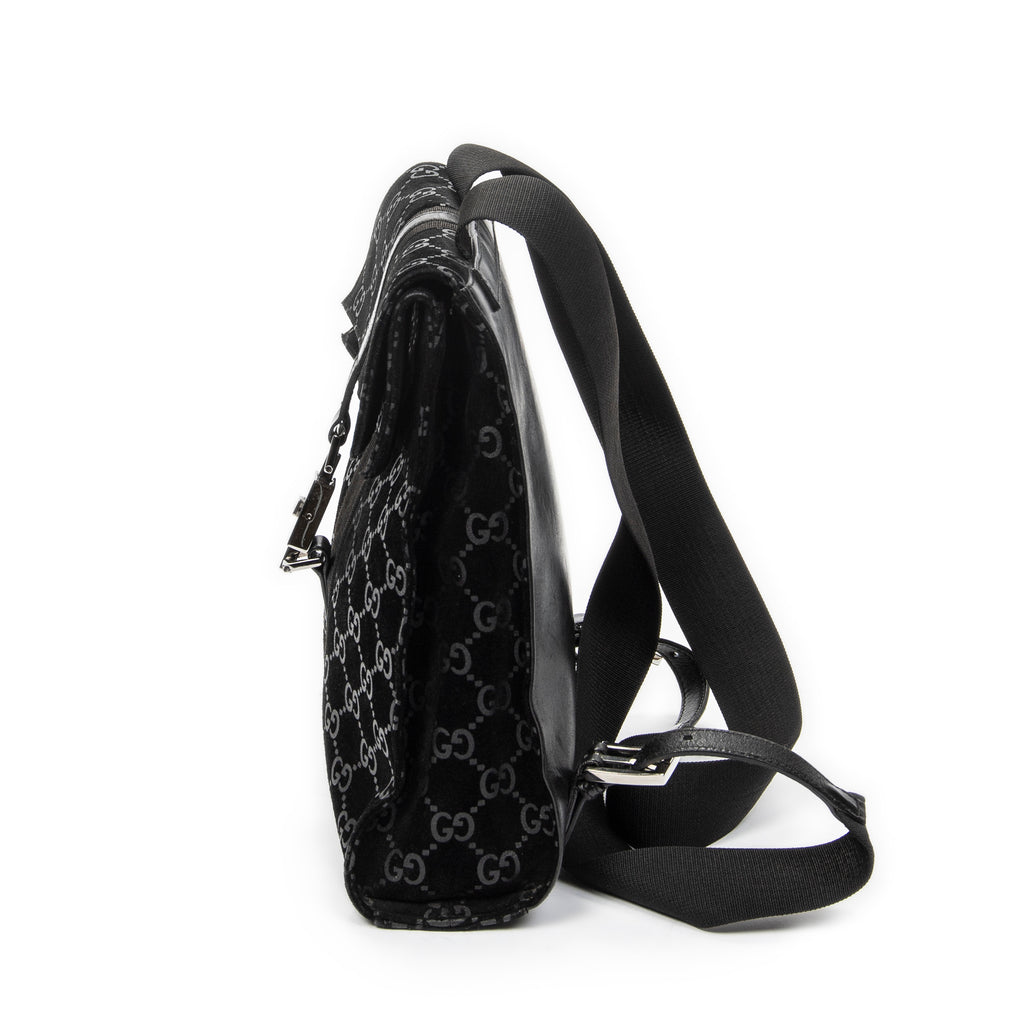 Backpack Small Jackie Backpack Black Monogrammed Suede Leather