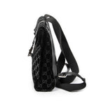 Backpack Small Jackie Backpack Black Monogrammed Suede Leather