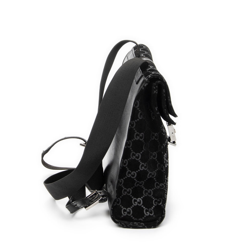 Backpack Small Jackie Backpack Black Monogrammed Suede Leather