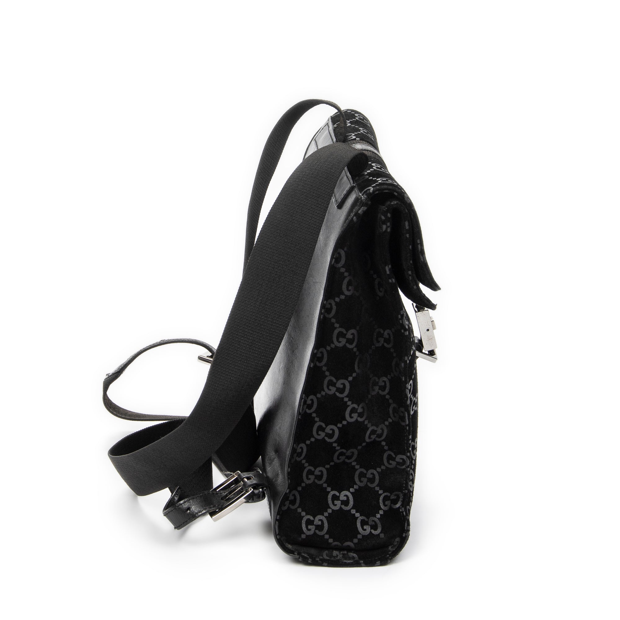 Backpack Small Jackie Backpack Black Monogrammed Suede Leather