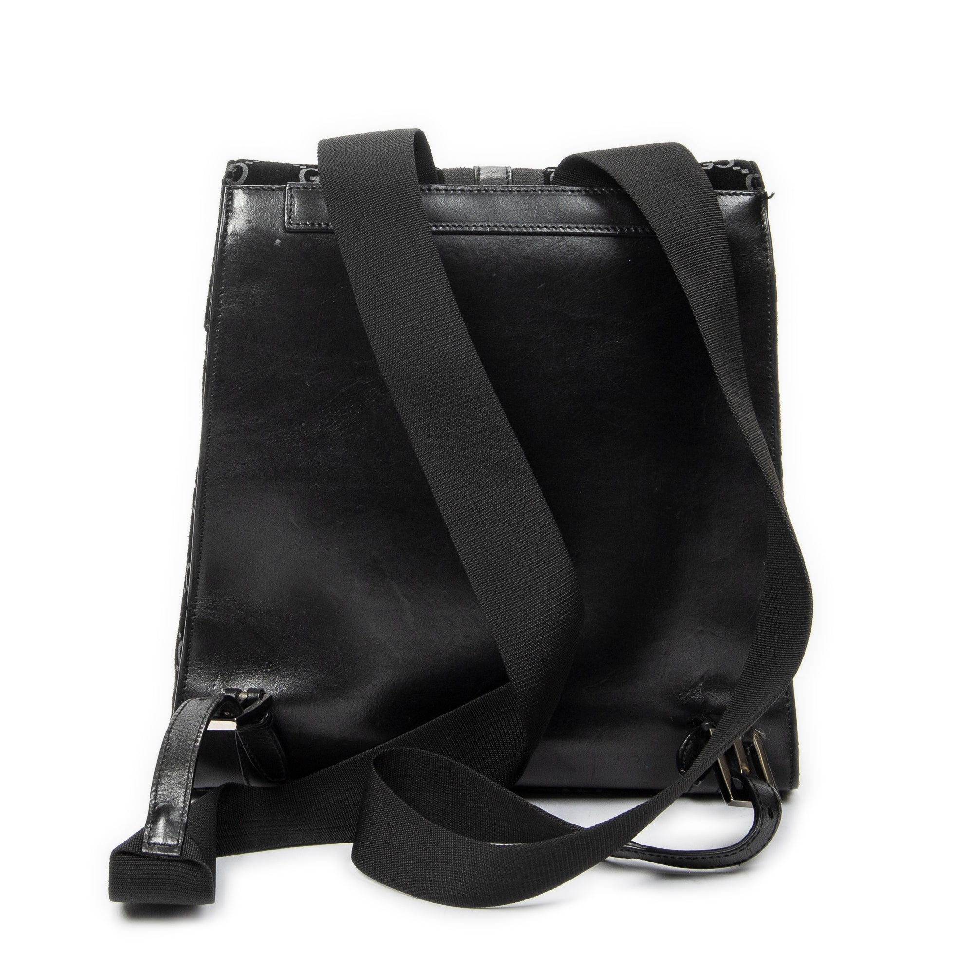 Backpack Small Jackie Backpack Black Monogrammed Suede Leather