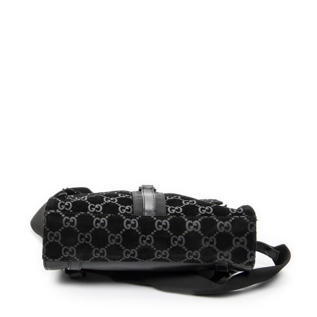 Backpack Small Jackie Backpack Black Monogrammed Suede Leather