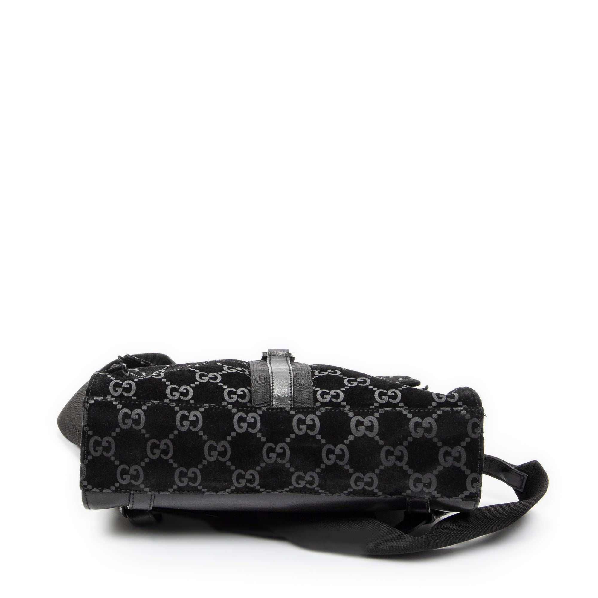 Backpack Small Jackie Backpack Black Monogrammed Suede Leather