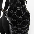 Backpack Small Jackie Backpack Black Monogrammed Suede Leather