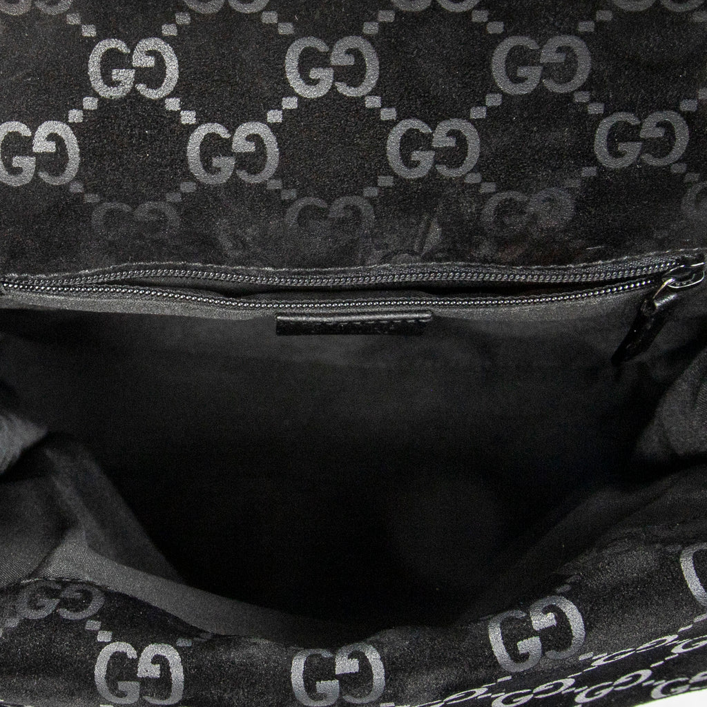 Backpack Small Jackie Backpack Black Monogrammed Suede Leather