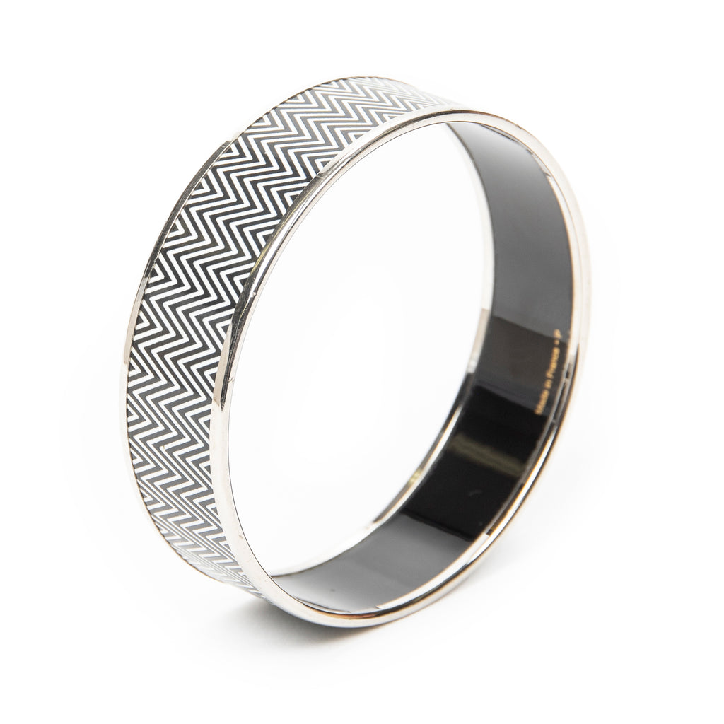 Bracelet Enamel Bangle MM Black Zigzag Motif
