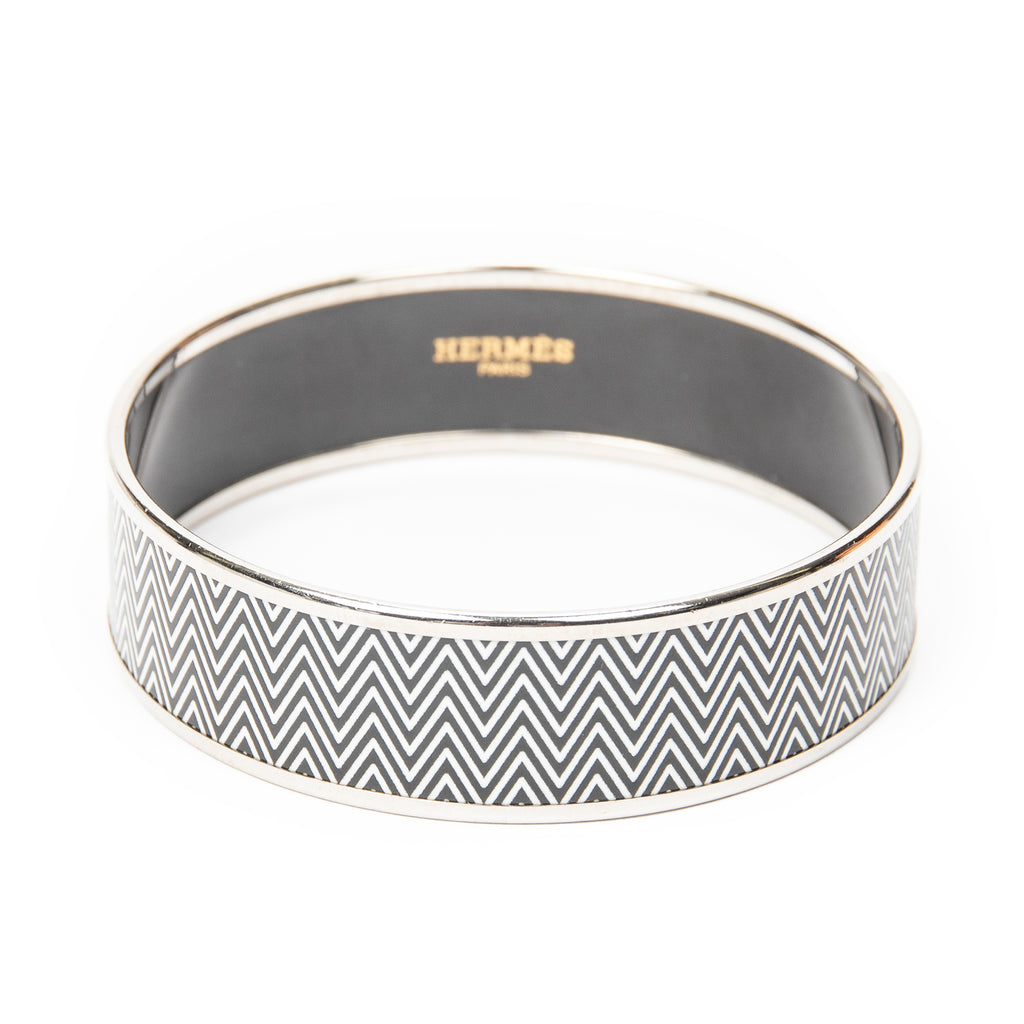 Bracelet Enamel Bangle MM Black Zigzag Motif