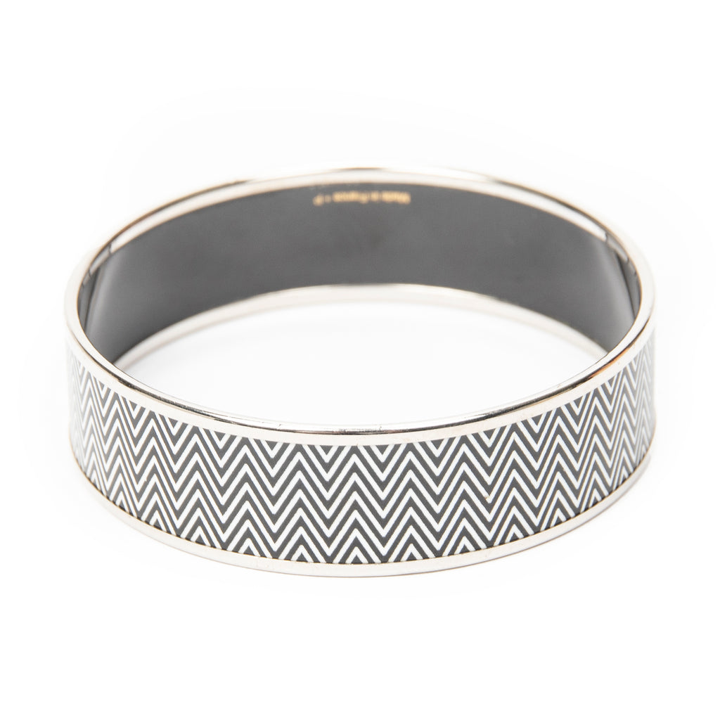 Bracelet Enamel Bangle MM Black Zigzag Motif