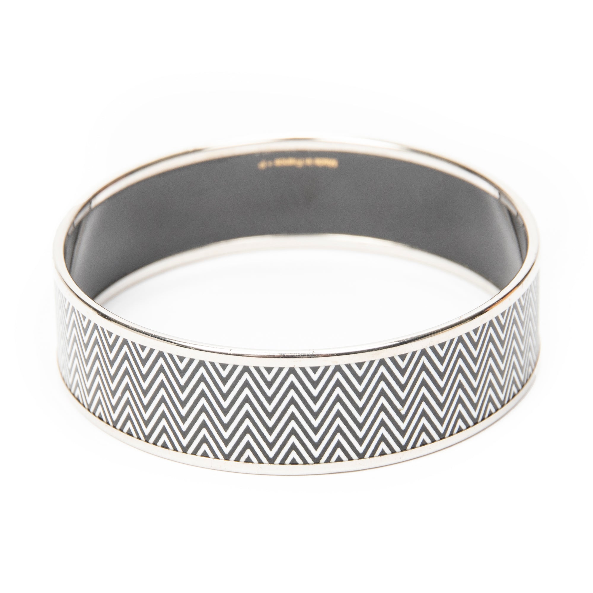 Bracelet Enamel Bangle MM Black Zigzag Motif