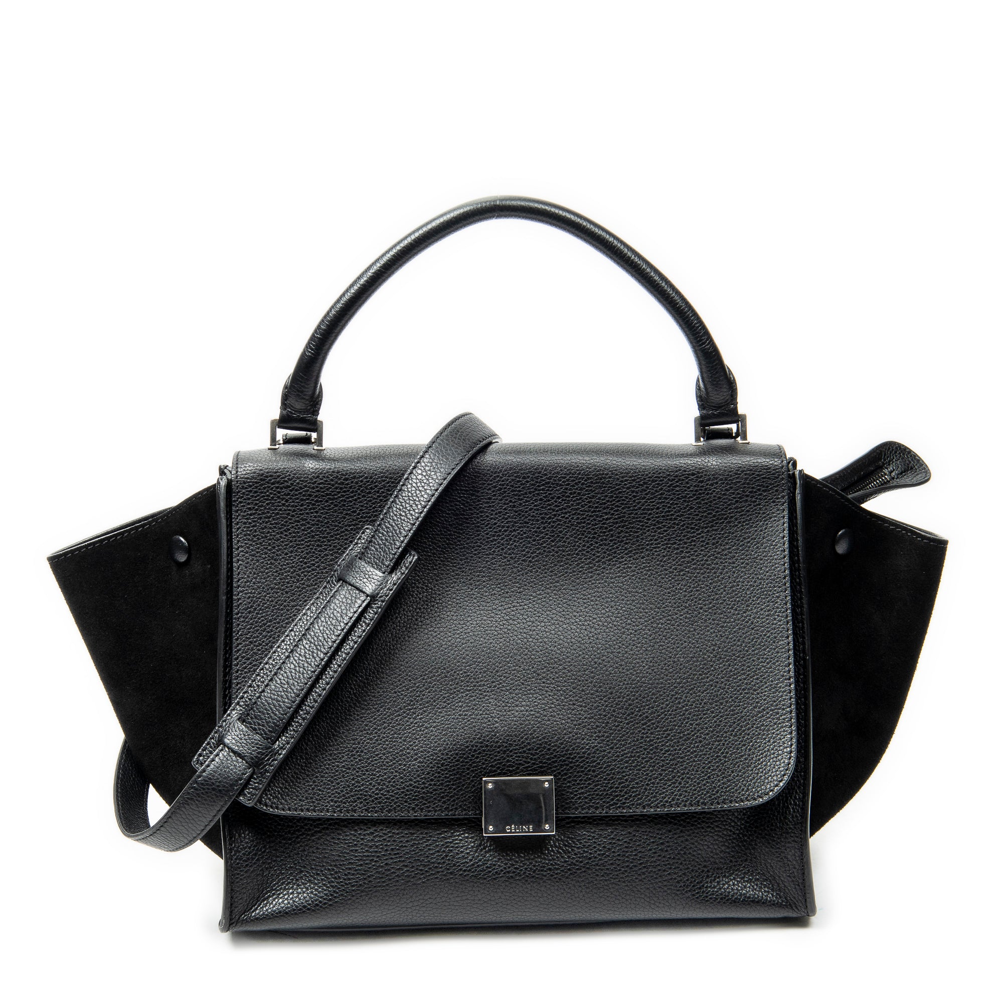 Shoulder Bag Medium Trapeze Black Grained Calfskin Leather