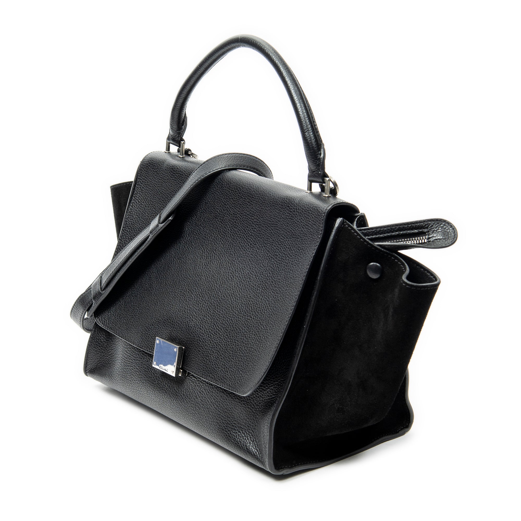 Shoulder Bag Medium Trapeze Black Grained Calfskin Leather