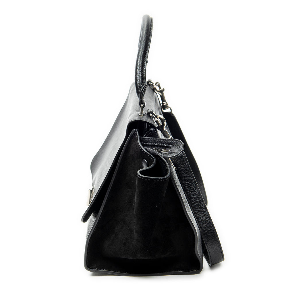 Shoulder Bag Medium Trapeze Black Grained Calfskin Leather