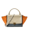 Shoulder Bag Small Tricolor Trapeze Navy Calfskin Leather