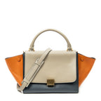 Shoulder Bag Small Tricolor Trapeze Navy Calfskin Leather