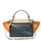 Shoulder Bag Small Tricolor Trapeze Navy Calfskin Leather