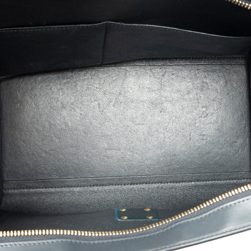 Shoulder Bag Small Tricolor Trapeze Navy Calfskin Leather