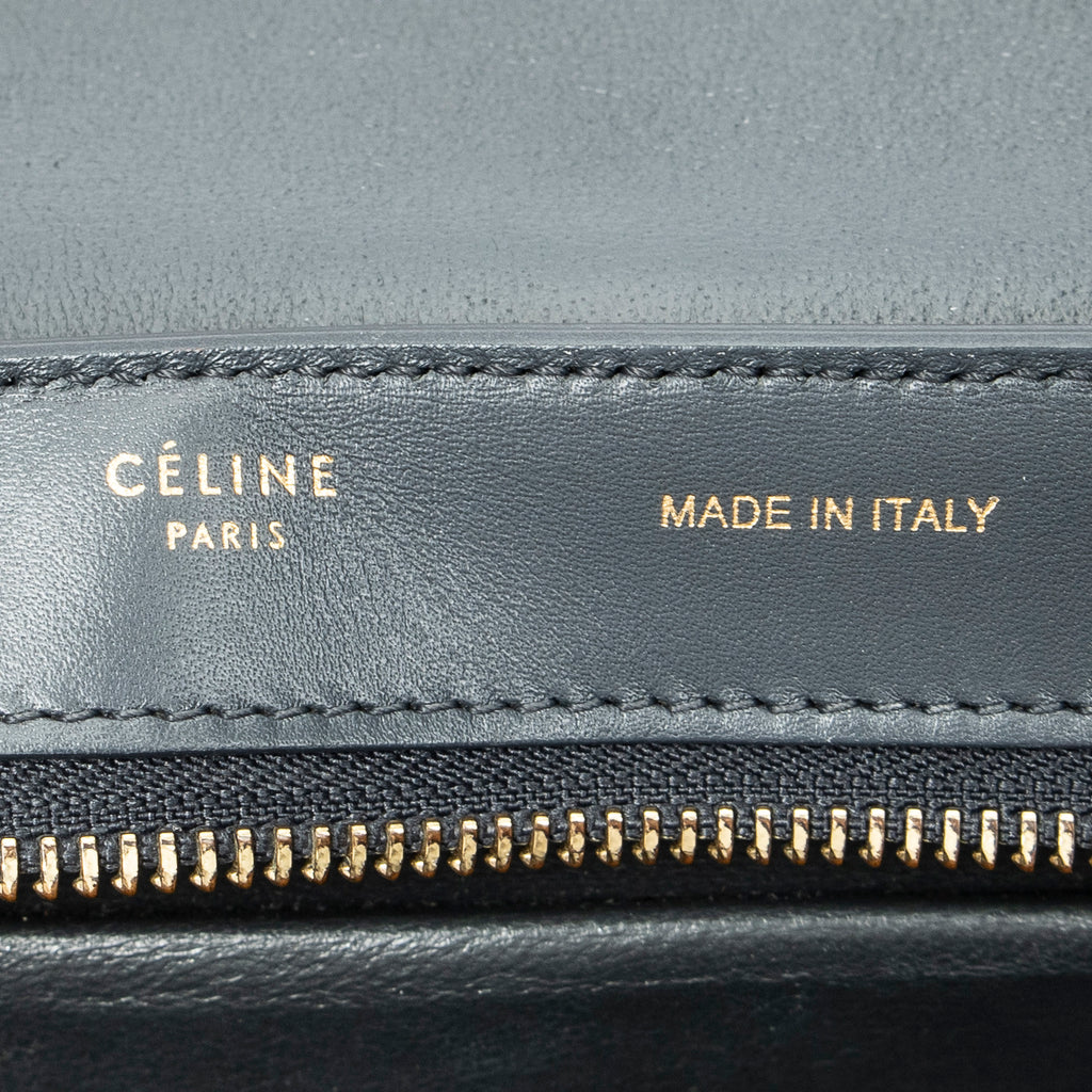 Shoulder Bag Small Tricolor Trapeze Navy Calfskin Leather