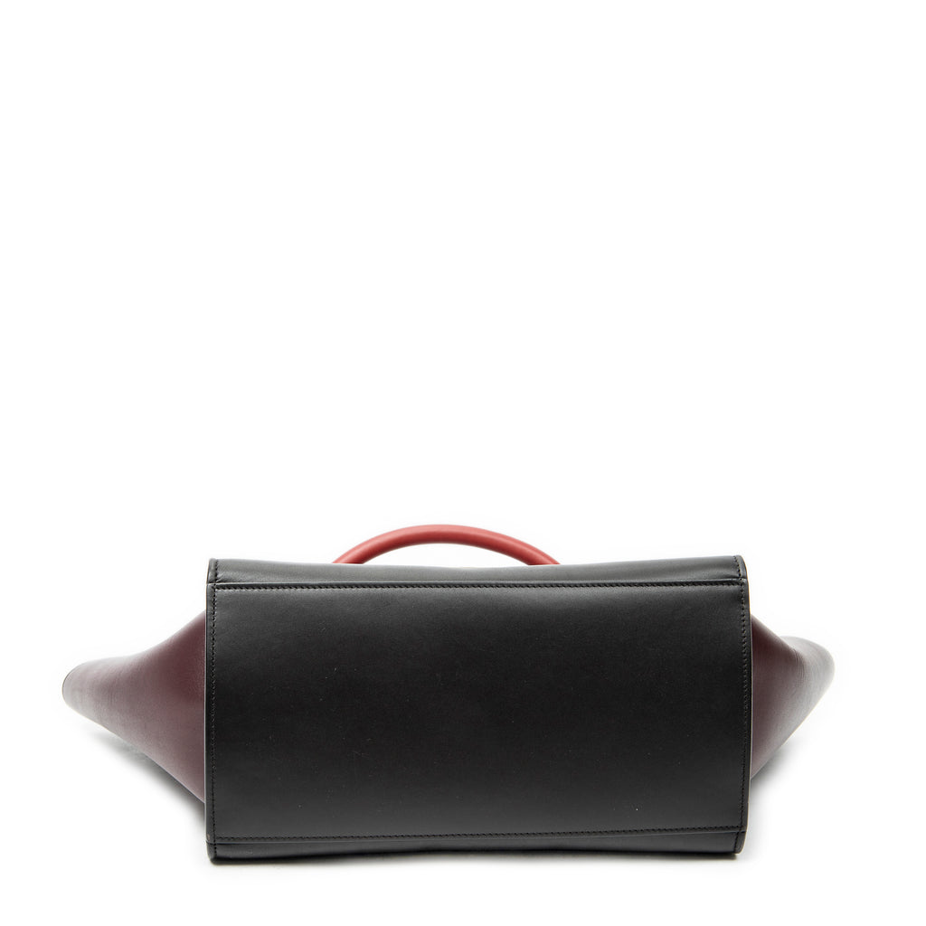 Shoulder Bag Small Tricolor Trapeze Red Calfskin Leather