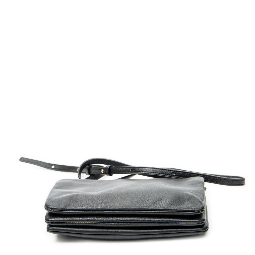 Shoulder Bag Small Trio Crossbody Black Calfskin Leather