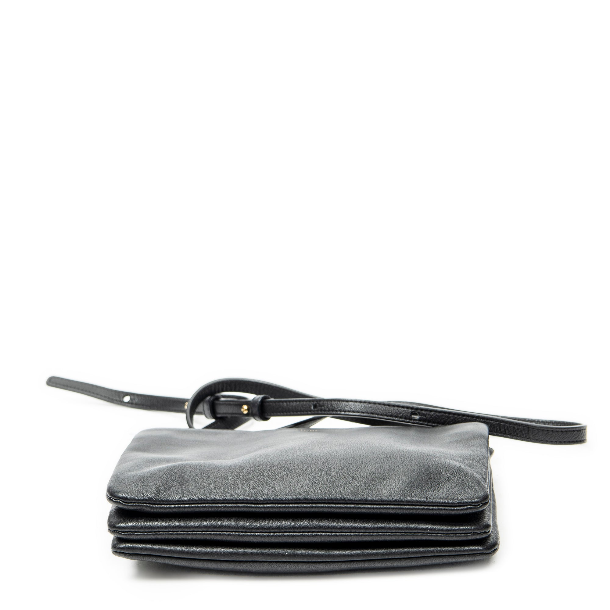 Shoulder Bag Small Trio Crossbody Black Calfskin Leather