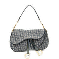 Shoulder Bag Trotter Double Saddle Bag Navy Diorissimo Canvas