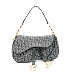 Shoulder Bag Trotter Double Saddle Bag Navy Diorissimo Canvas