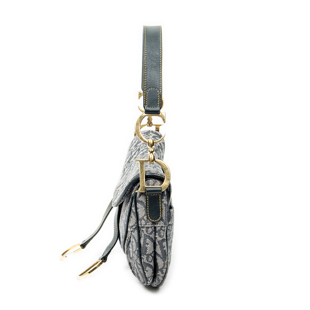 Shoulder Bag Trotter Double Saddle Bag Navy Diorissimo Canvas