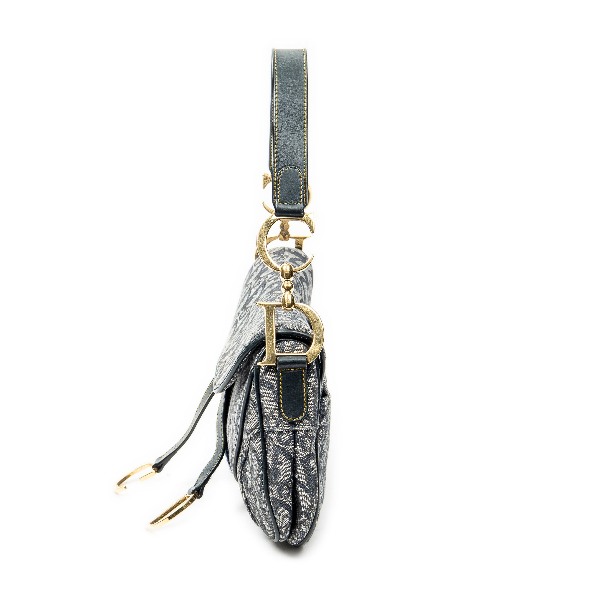 Shoulder Bag Trotter Double Saddle Bag Navy Diorissimo Canvas