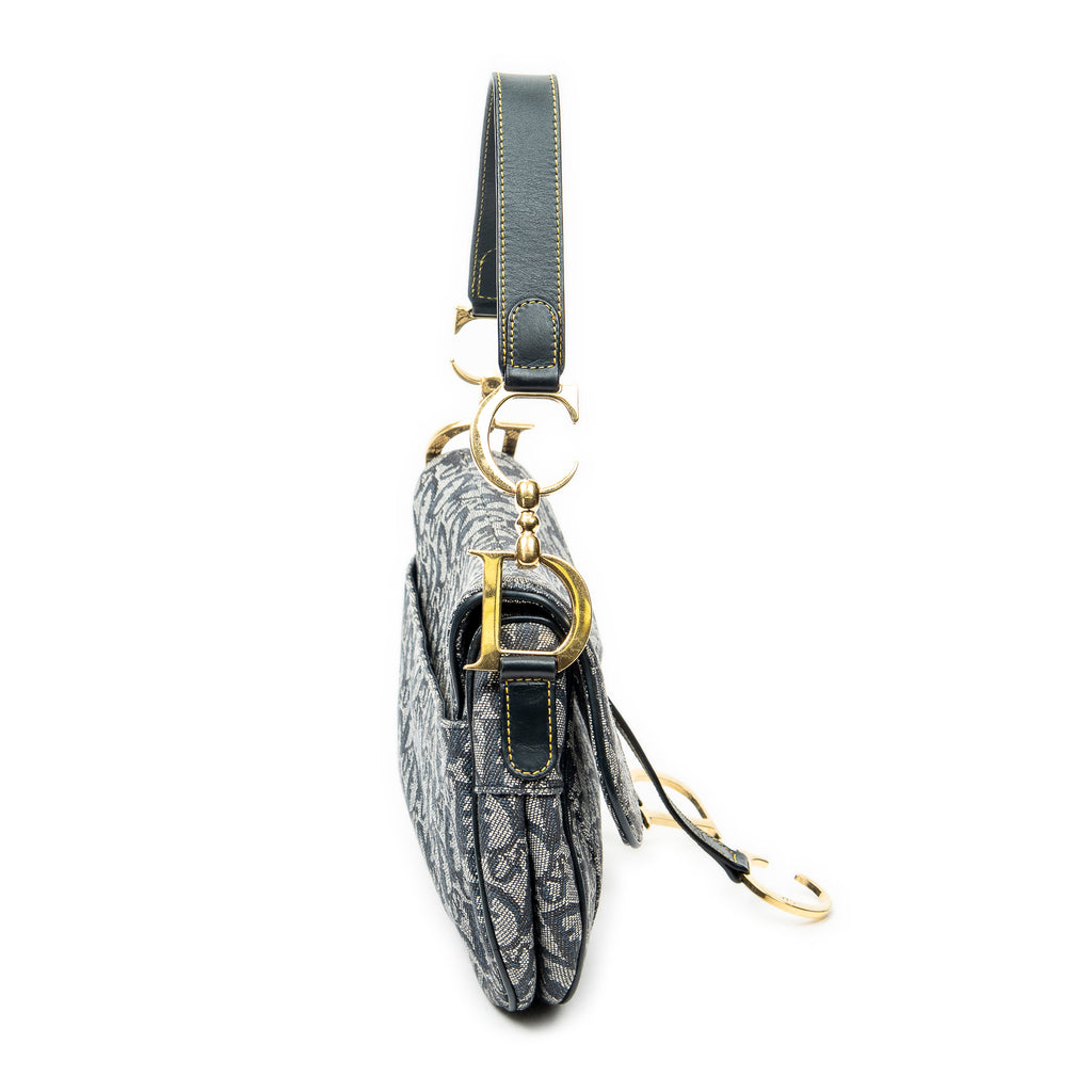 Shoulder Bag Trotter Double Saddle Bag Navy Diorissimo Canvas