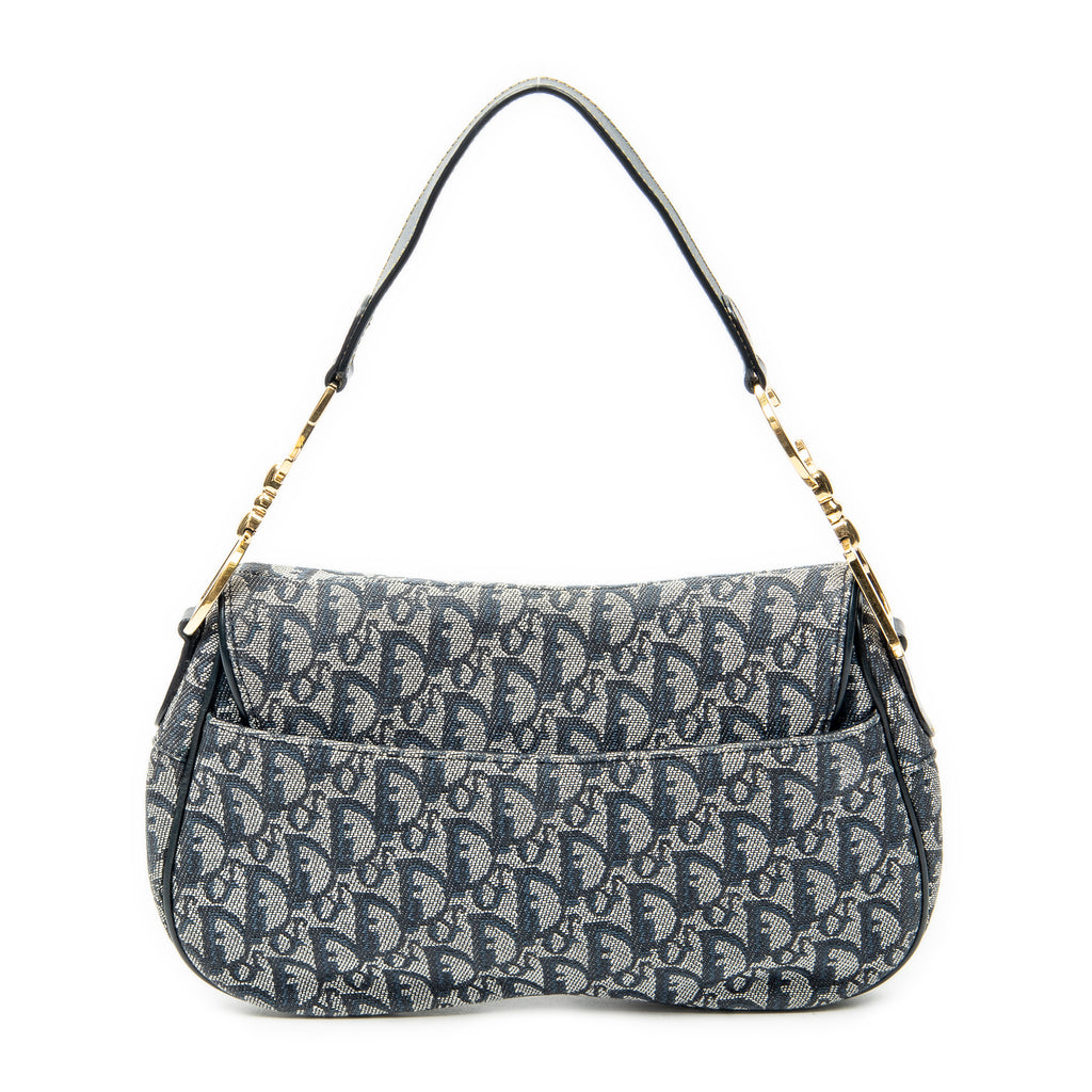 Shoulder Bag Trotter Double Saddle Bag Navy Diorissimo Canvas