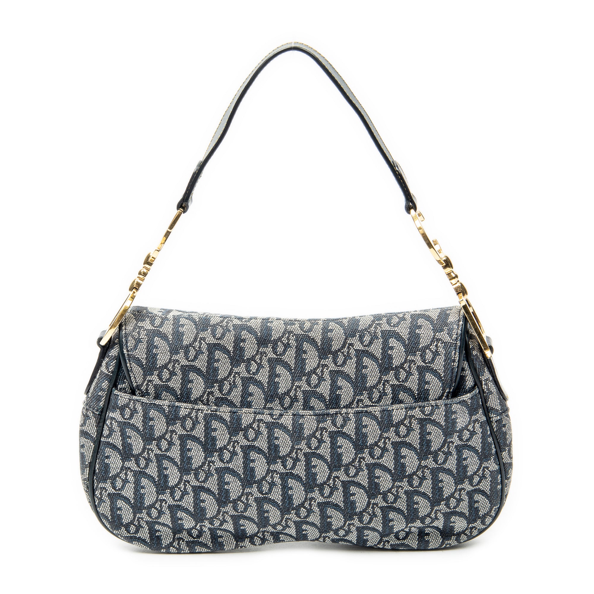 Shoulder Bag Trotter Double Saddle Bag Navy Diorissimo Canvas