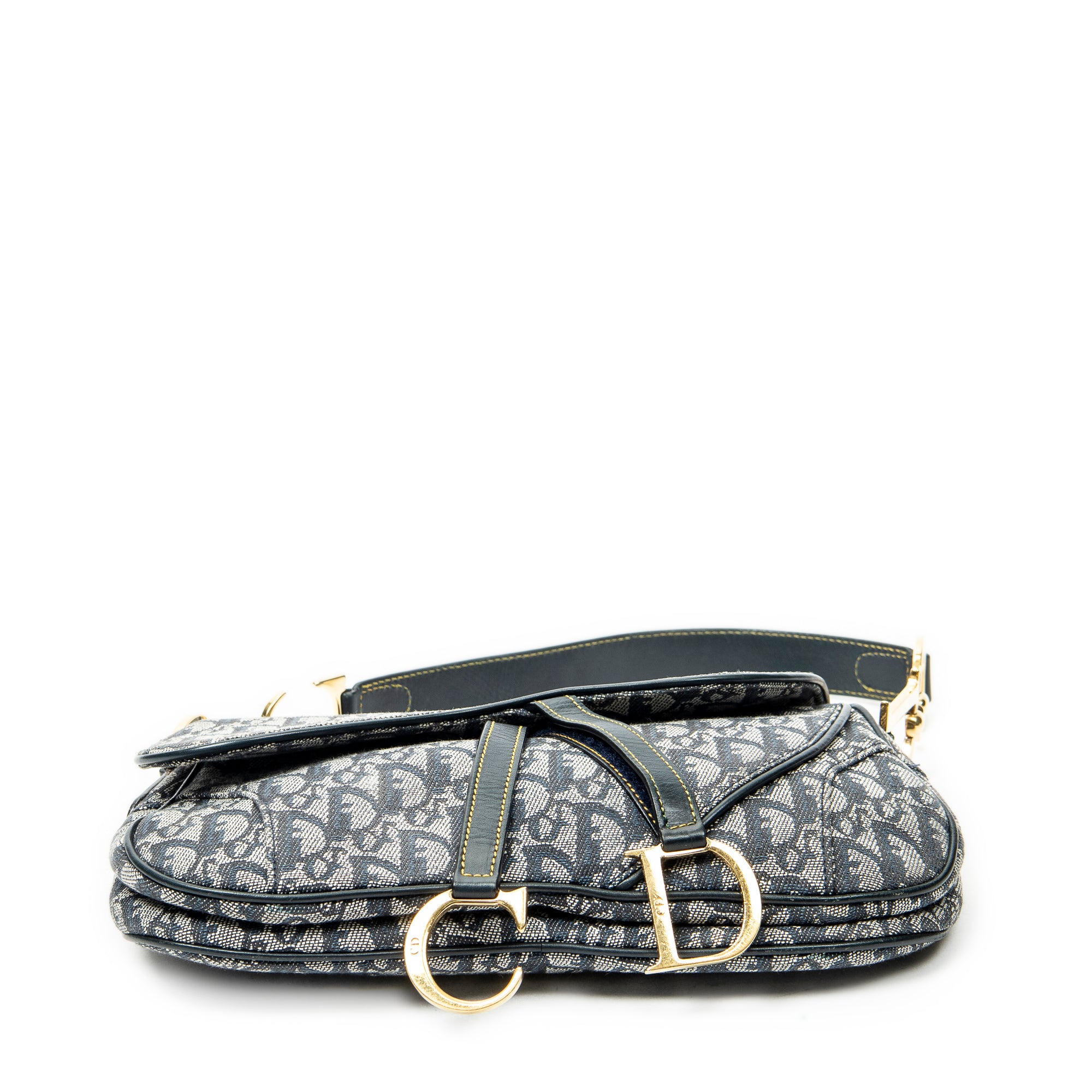 Shoulder Bag Trotter Double Saddle Bag Navy Diorissimo Canvas