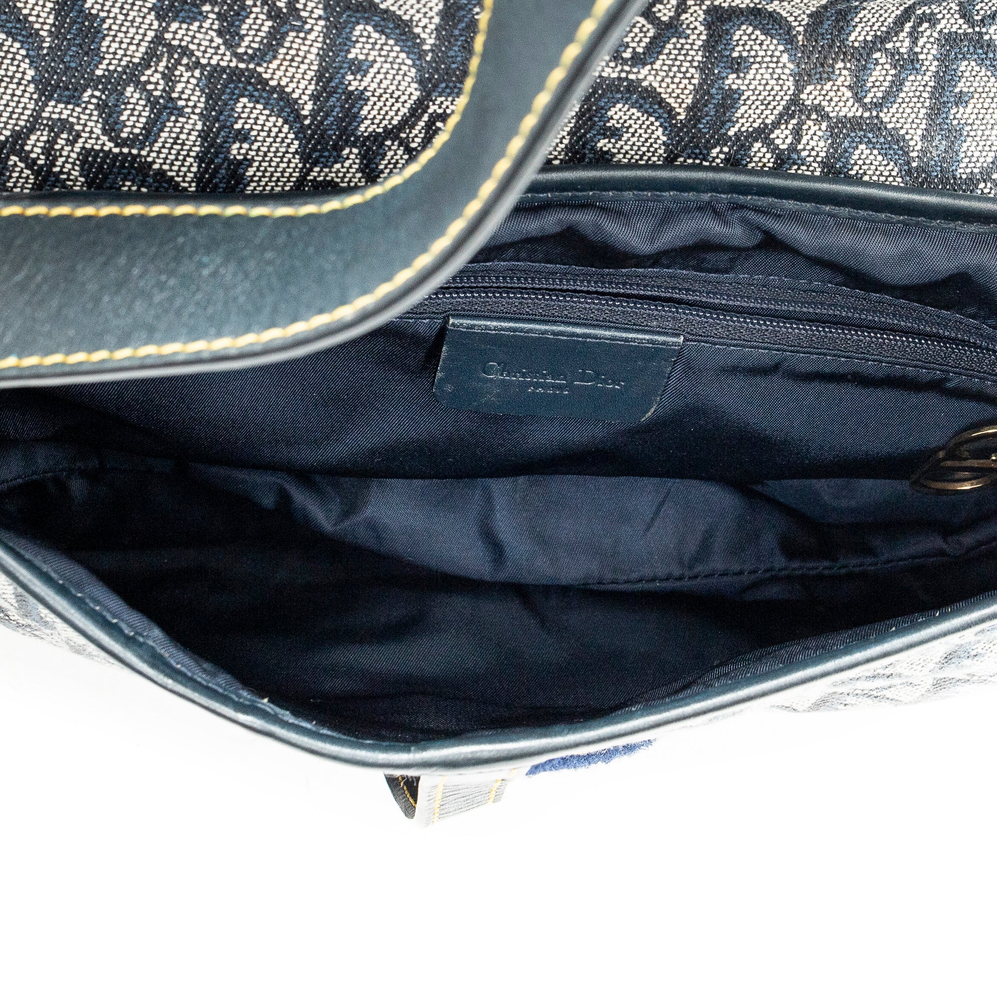 Shoulder Bag Trotter Double Saddle Bag Navy Diorissimo Canvas