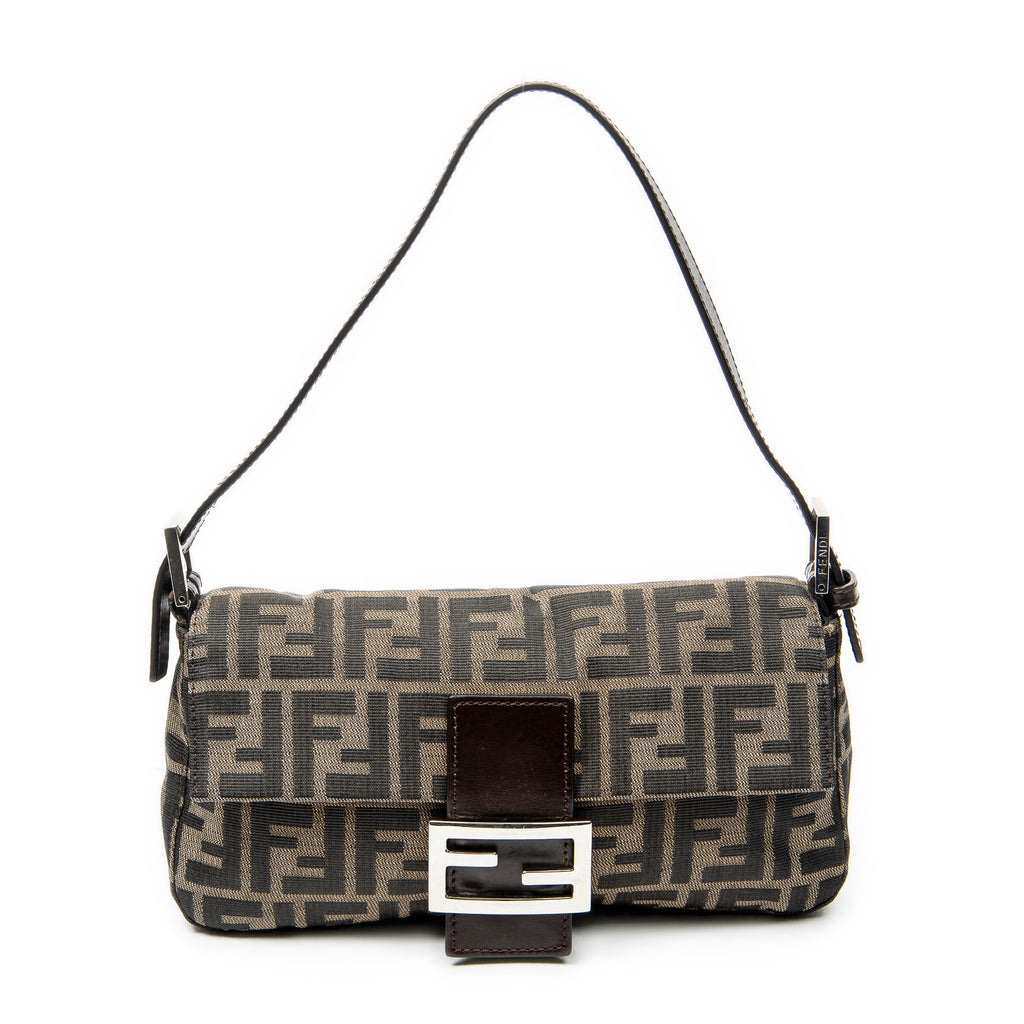 Shoulder Bag Baguette Tan Zucca Canvas