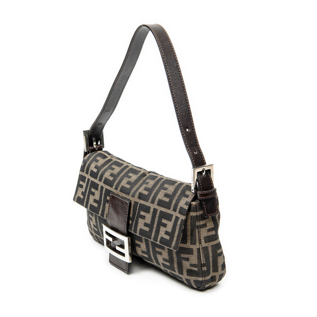 Shoulder Bag Baguette Tan Zucca Canvas