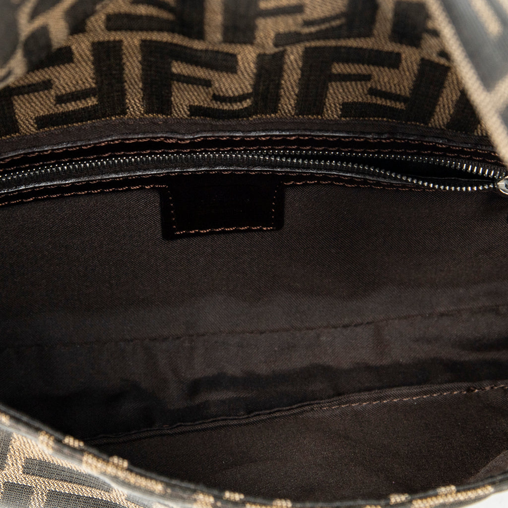 Shoulder Bag Baguette Tan Zucca Canvas
