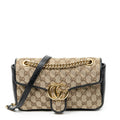 Shoulder Bag Medium GG Marmont Flap Beige Quilted Monogrammed Canvas