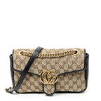 Shoulder Bag Medium GG Marmont Flap Beige Quilted Monogrammed Canvas