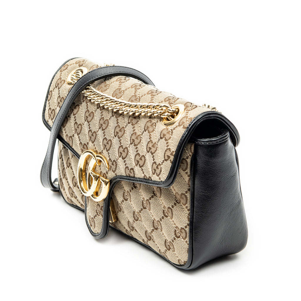 Shoulder Bag Medium GG Marmont Flap Beige Quilted Monogrammed Canvas
