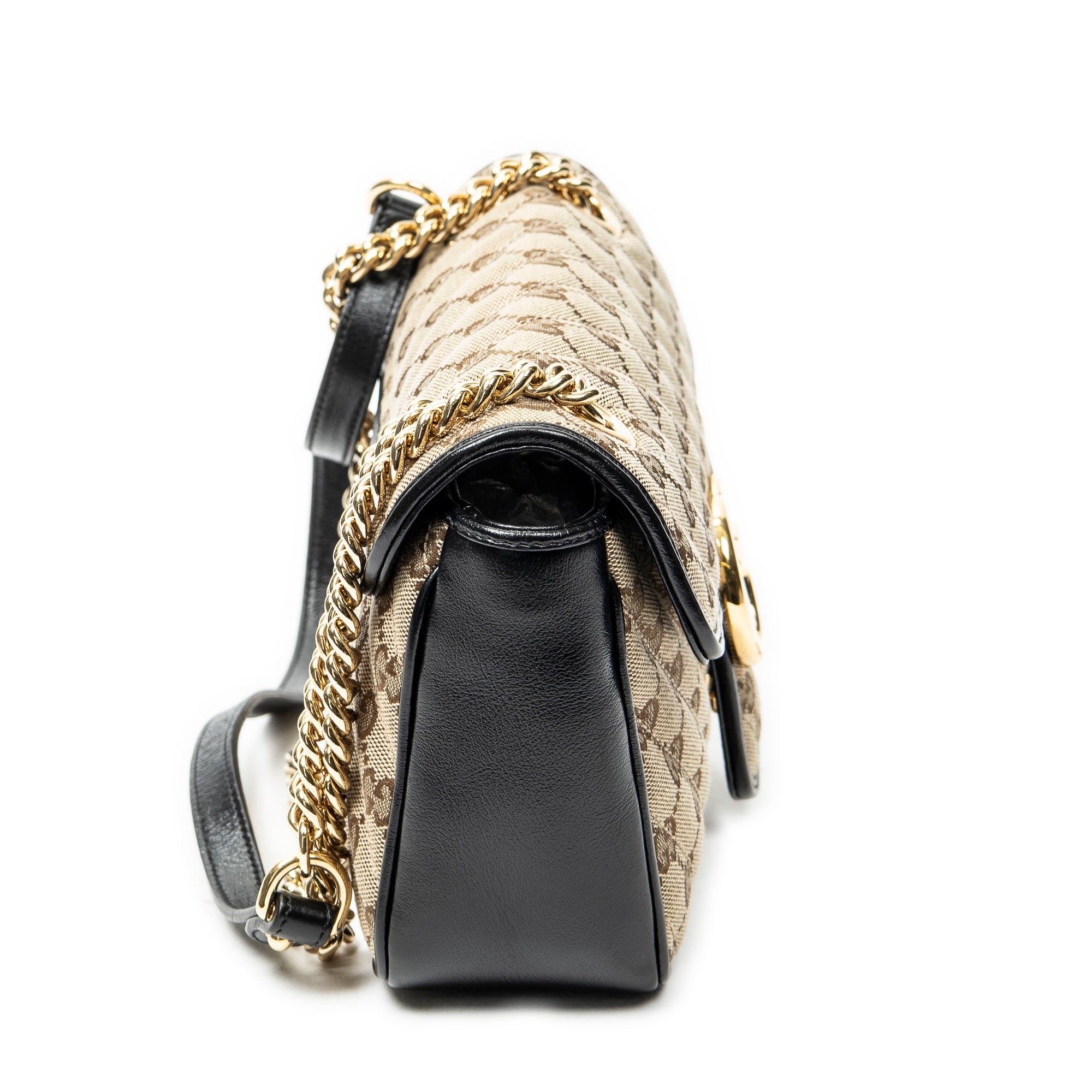 Shoulder Bag Medium GG Marmont Flap Beige Quilted Monogrammed Canvas