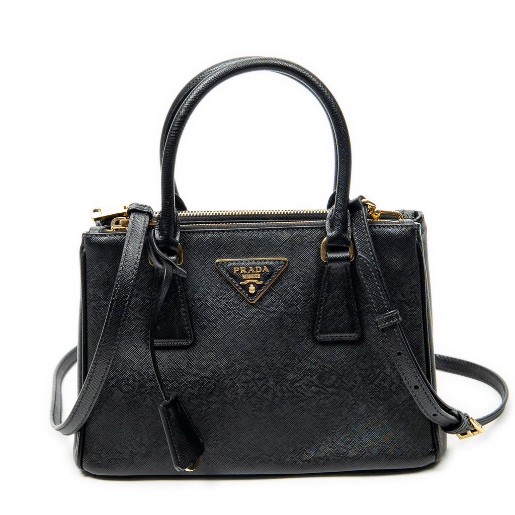 Shoulder Bag Small Galleria Double Zip Tote Black Saffiano Leather