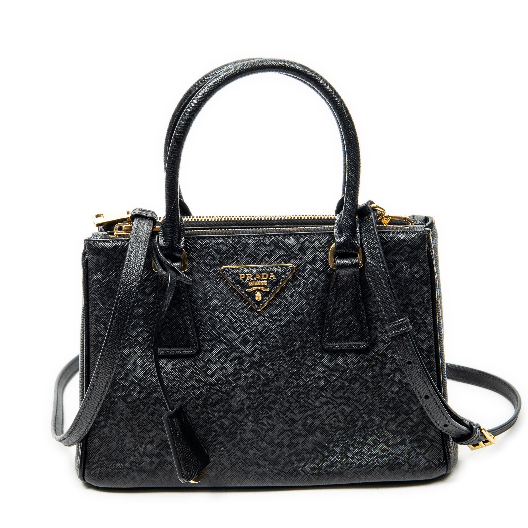 Shoulder Bag Small Galleria Double Zip Tote Black Saffiano Leather