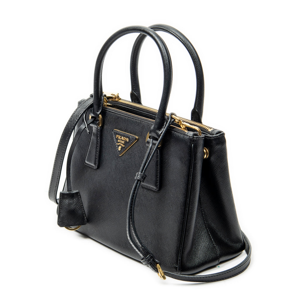 Shoulder Bag Small Galleria Double Zip Tote Black Saffiano Leather
