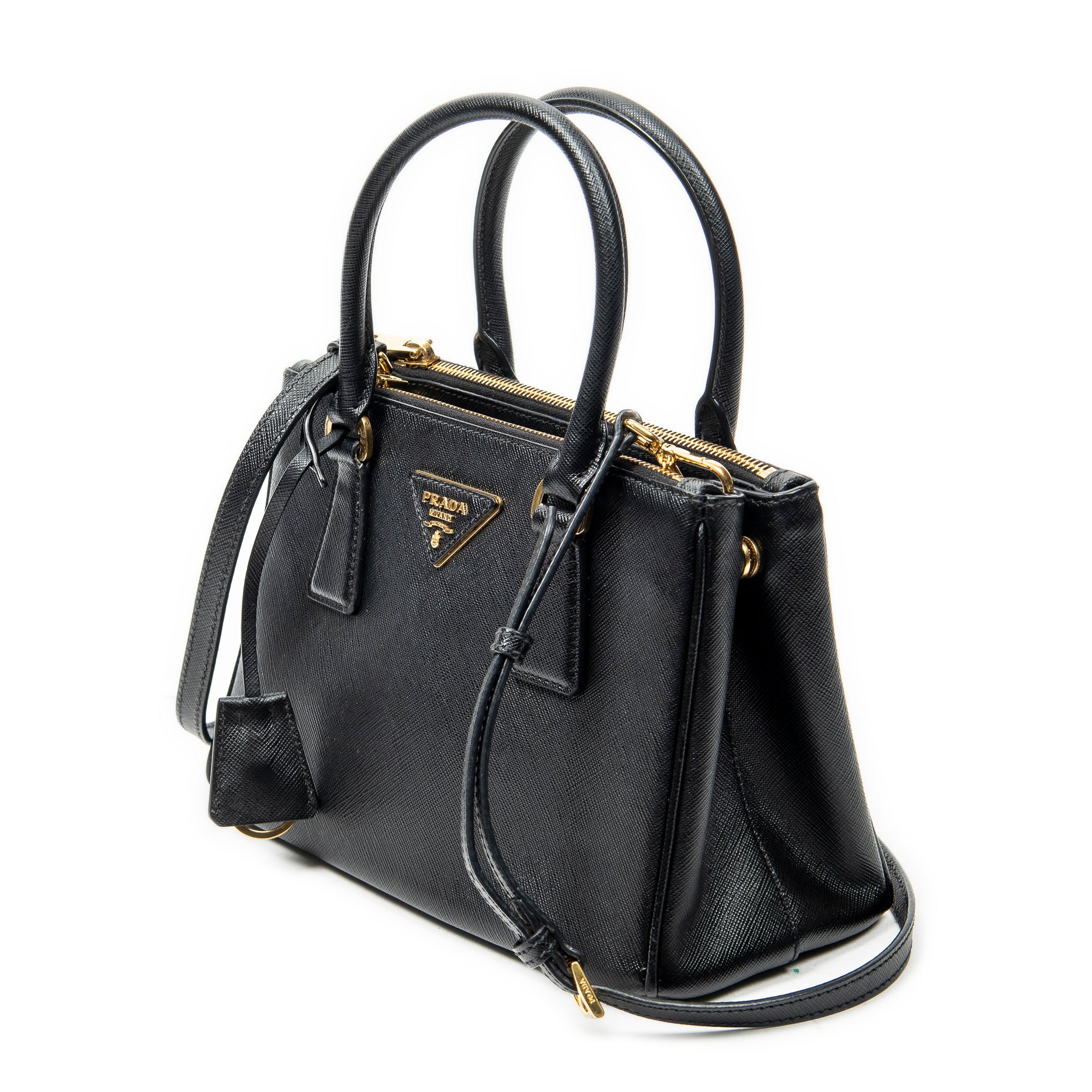 Shoulder Bag Small Galleria Double Zip Tote Black Saffiano Leather