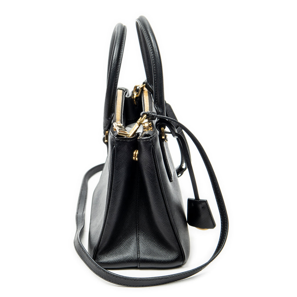 Shoulder Bag Small Galleria Double Zip Tote Black Saffiano Leather