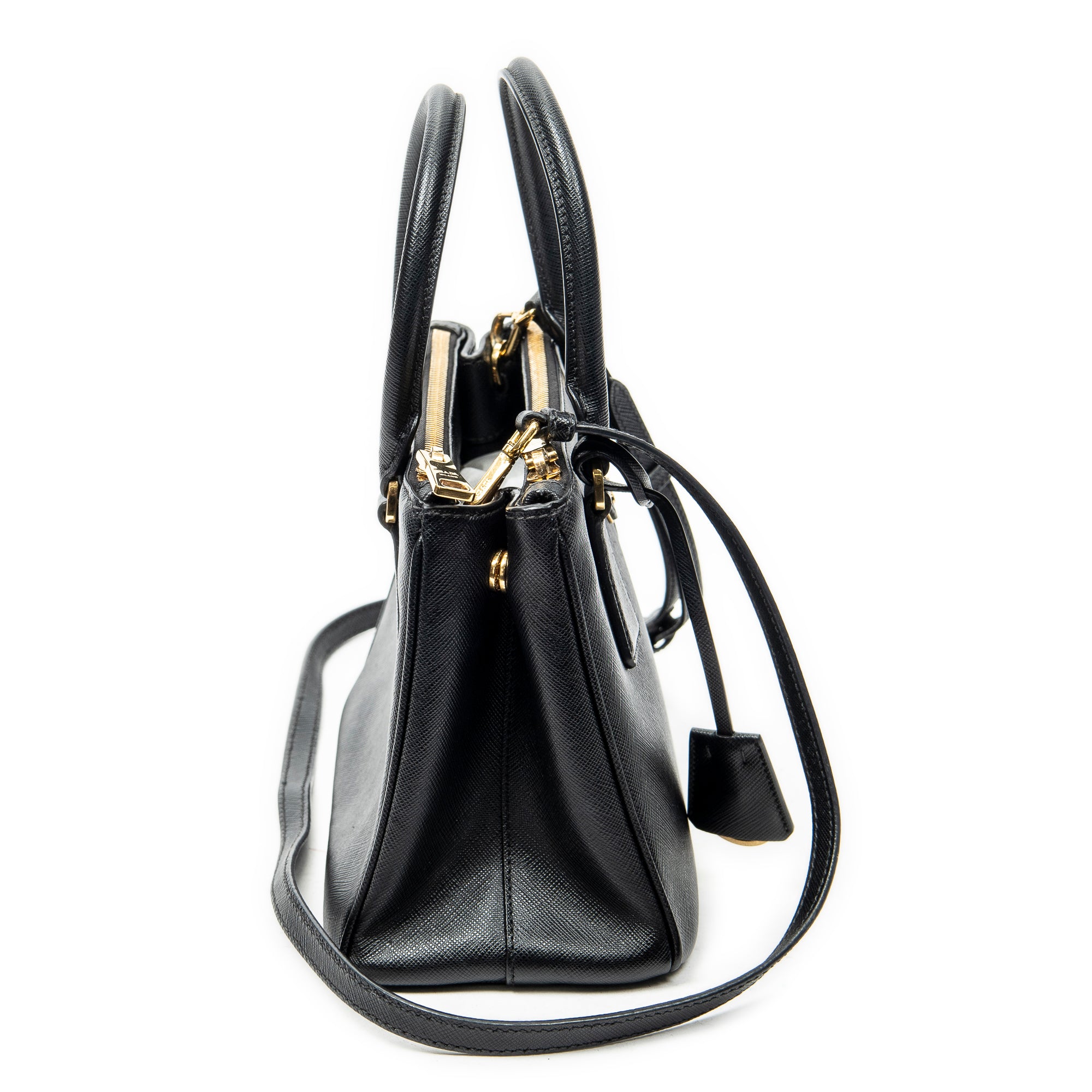 Shoulder Bag Small Galleria Double Zip Tote Black Saffiano Leather