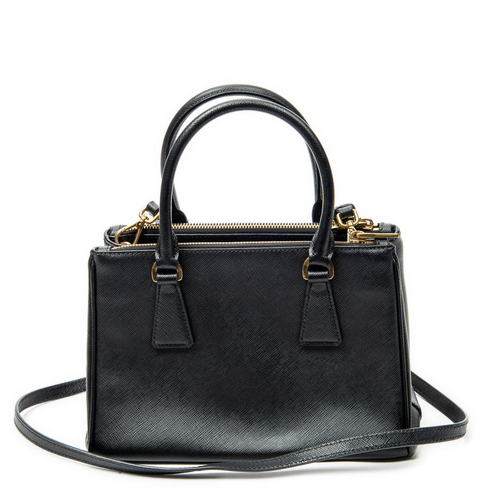 Shoulder Bag Small Galleria Double Zip Tote Black Saffiano Leather