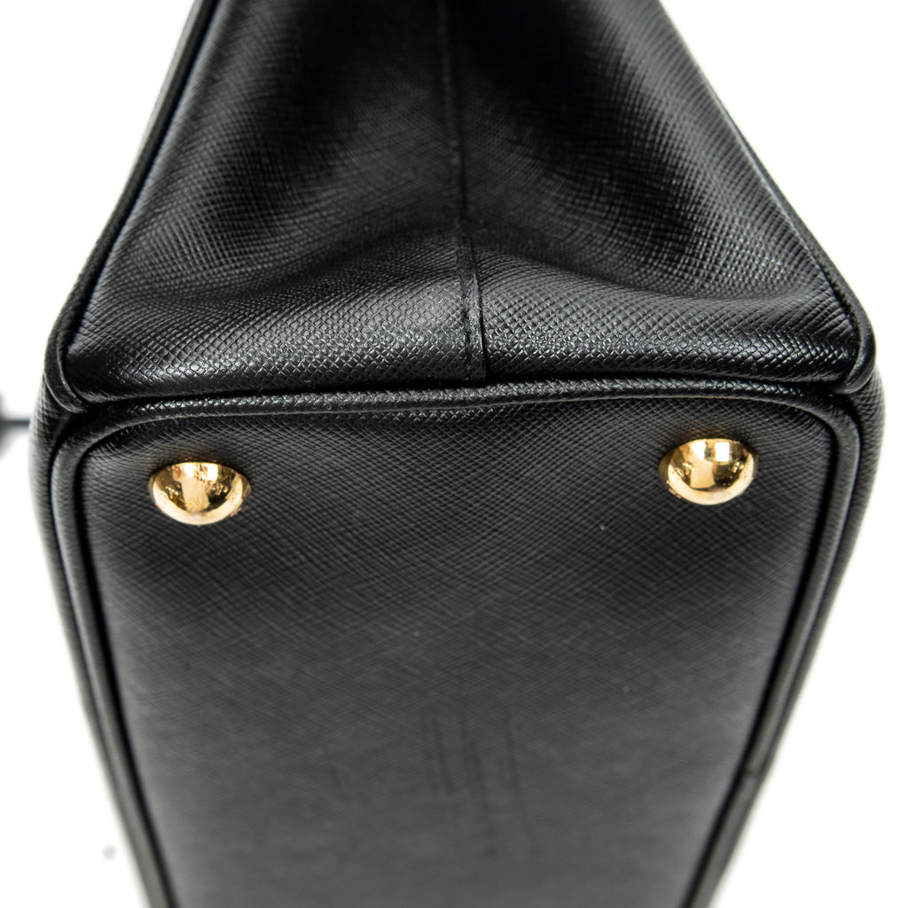 Shoulder Bag Small Galleria Double Zip Tote Black Saffiano Leather